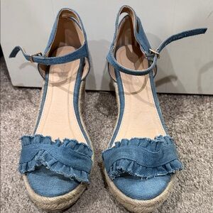 Ashley Stewart Denim Blue Espadrille Sandals